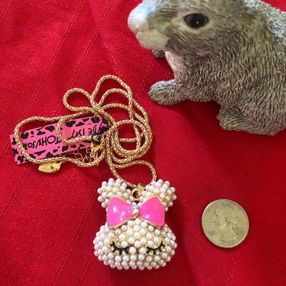 Betsey Johnson Pretty in Pink Bunny Necklace - Picture 4 of 5